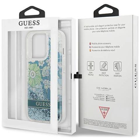 Guess Guhcp13xlflsn Iphone 13 Pro Max 6,7, Custodia Verde /verde Flower Liquid Glitter - Foto 2