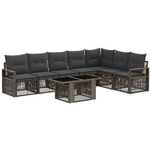 Set Divano da Giardino 8 pz Grigio e Grigio Scuro polyrattan - Foto 1
