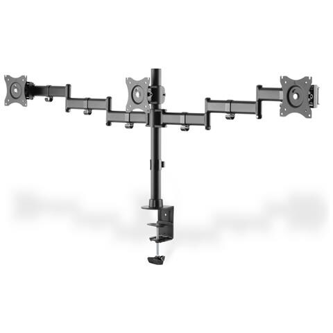 Supporto Triplo per Monitor fino a 27" con Morsetto Portata Max 8 Kg per Braccio - Foto 2