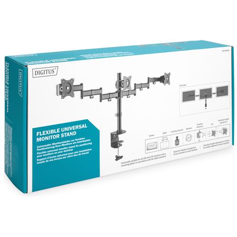 Supporto Triplo per Monitor fino a 27" con Morsetto Portata Max 8 Kg per Braccio - Foto 7