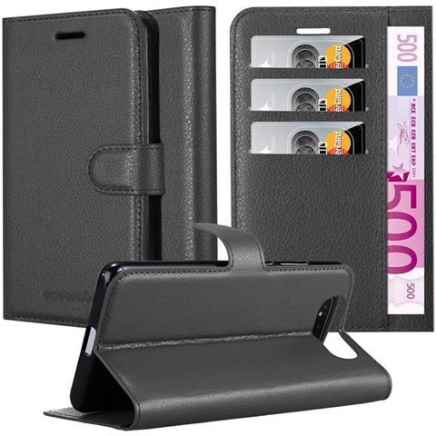 Custodia Compatibile Con Samsung Galaxy A80 / A90 In Nero Carbone - Coperchio Protettiva Con Chiusura Magnetica, Funzione Stand E Tasca Per Le Carte - Foto 1