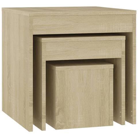 Tavolini Impilabili 3 pz Rovere Sonoma in Truciolato - Foto 2