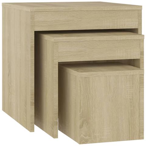 Tavolini Impilabili 3 pz Rovere Sonoma in Truciolato - Foto 1