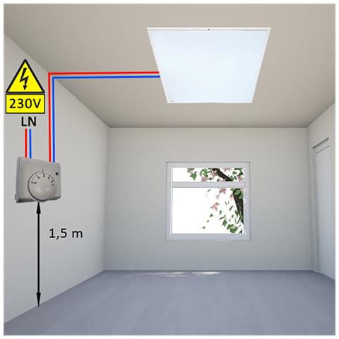 Riscaldatore elettrico infrarossi ElectricSun 720W bianco radiatore elettrico con termostato, installazione a parete e soffitto - Foto 6