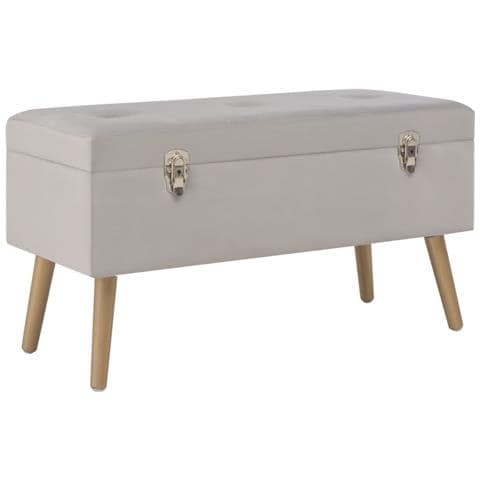 Panca Con Vano Portaoggetti 80 Cm Grigio In Velluto - Foto 1