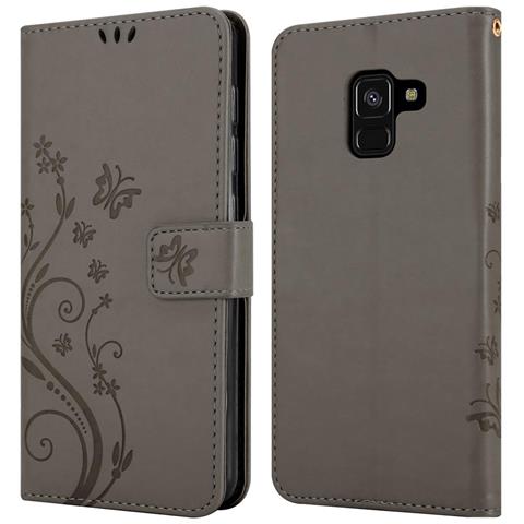 Cadorabo Custodia Compatibile Con Samsung Galaxy A8 2018 In Grigio Fiore - Coperchio Protettivo In Design Floreale Con Chiusura Magnetica, Funzione Stand E Slot Per Carte - Foto 8