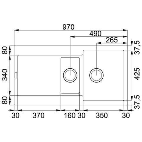 Lavello Soprapiano 459464 con 1 e1/2 Vasche 1 Gocciolatoio Colore Nero - Foto 2