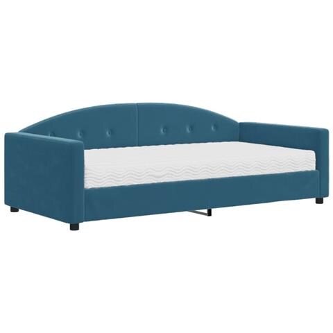 Divano Letto Con Materasso Blu 100x200 Cm In Velluto - Foto 1