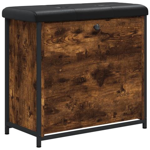 Panca Portascarpe Cassetto Ribaltabile Rovere Fumo 62x32x56cm - Foto 2