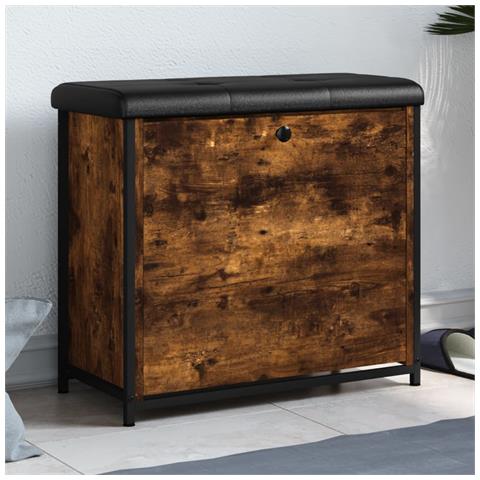 Panca Portascarpe Cassetto Ribaltabile Rovere Fumo 62x32x56cm - Foto 1