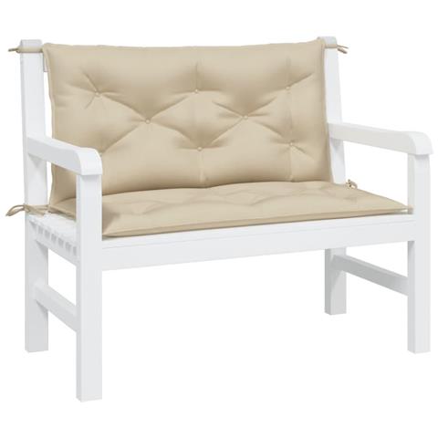 Cuscini Panca Da Giardino 2pz Beige 100x50x7cm Tessuto Oxford - Foto 3