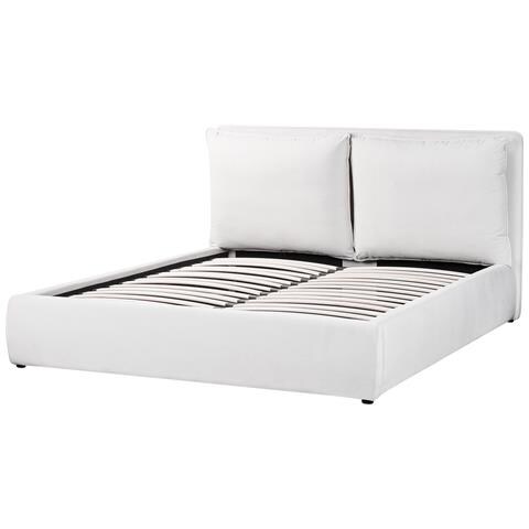 Letto Matrimoniale Contenitore Velluto Bianco Crema 160 X 200 Cm Bajonna - Foto 2