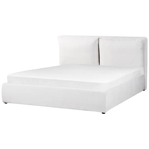 Letto Matrimoniale Contenitore Velluto Bianco Crema 160 X 200 Cm Bajonna - Foto 8
