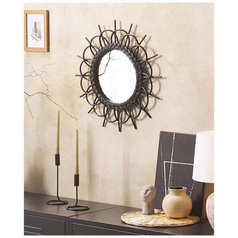 Specchio Telakia Rattan Nero - Foto 1