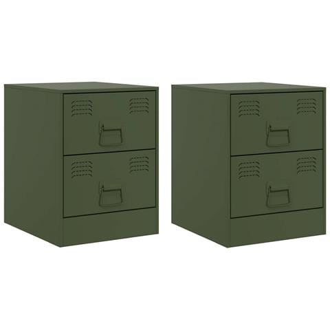 Comodini 2 Pz Verde34,5x39x44 Cm In Acciaio - Foto 1