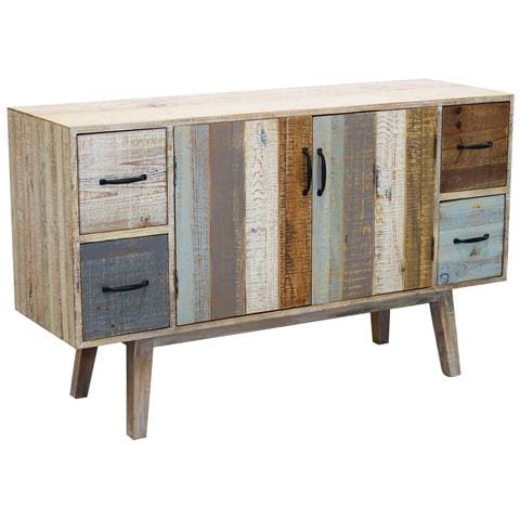 Mobile Credenza Madia Da Interno Salotto In Legno Colorato Con 2 Ante Centrali E 4 Cassetti Linea Classic - Foto 1