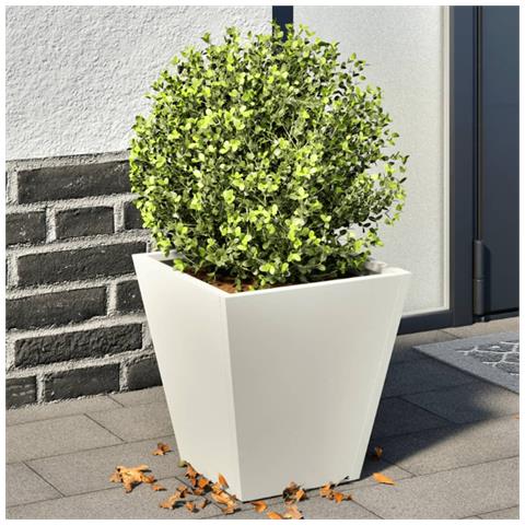 Fioriere da Giardino 2 pz Bianche 30x30x30 cm in Acciaio - Foto 2