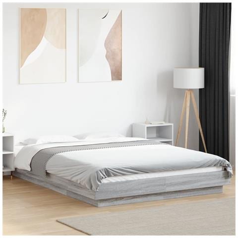 Giroletto Luci Led Grigio Sonoma 140x200 Cm Legno Multistrato - Foto 1