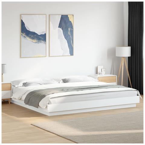 Giroletto Con Luci Led Bianco 180x200 Cm In Legno Multistrato - Foto 1