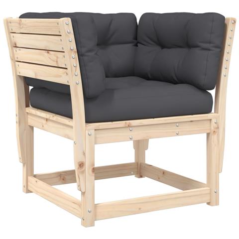 Set Salotto Giardino 8 Pz Cuscini Antracite Legno Massello Pino - Foto 3
