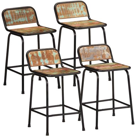 Sgabelli da Bar 4 pz 46x35,5x70 cm Legno Massello di Recupero - Foto 1