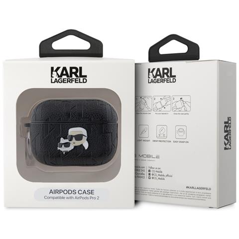 Custodia Per Airpods Pro 2 Con Motivo A Rilievo Karl E Choupette, Nero - Foto 4