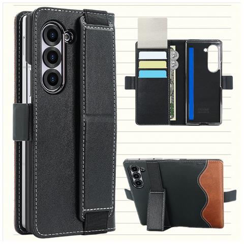 Custodia Per Samsung Galaxy Z Fold Con Portacarte E Supporto Black Model 5 - Foto 2