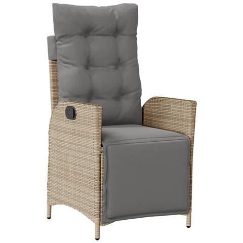 Sedia Reclinabile Giardino E Poggiapiedi Beige Misto Polyrattan - Foto 2