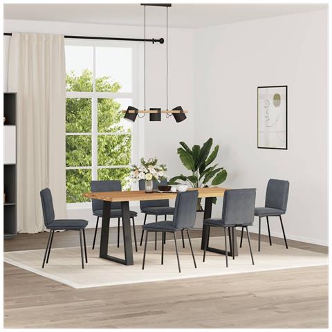 Sedie Da Pranzo 6 Pz Grigio Scuro In Velluto - Foto 1