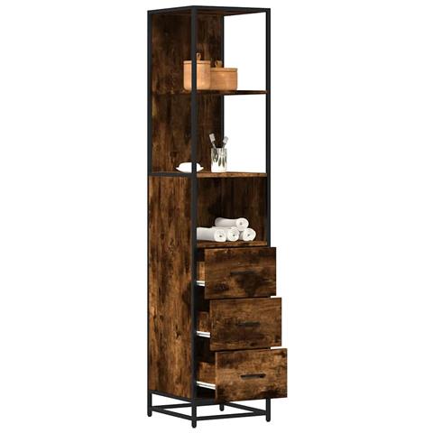 Armadietto Bagno Rovere Fumo 35x37,5x166cm In Legno Multistrato - Foto 1
