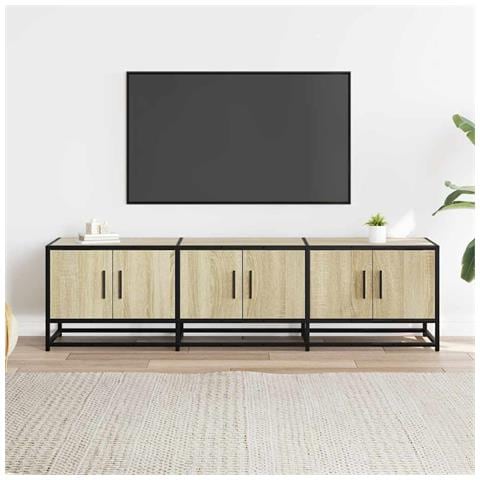 Mobile Tv Rovere Sonoma 150x35x41 Cm In Truciolato E Metallo - Foto 3