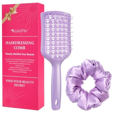 Set Di Pettini Districanti Con Massaggiatore Per Cuoio Capelluto - Set Regalo Da 2 Pezzi Purple - Foto 1