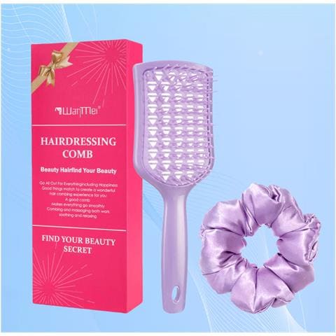 Set Di Pettini Districanti Con Massaggiatore Per Cuoio Capelluto - Set Regalo Da 2 Pezzi Purple - Foto 2