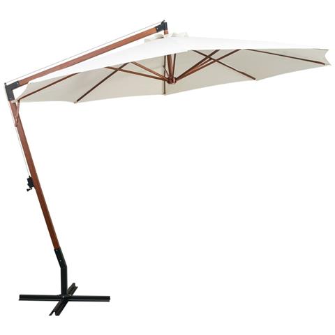 Ombrellone Pensile 350 Cm Palo In Legno Bianco - Foto 1
