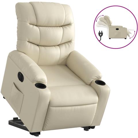 Lusso Casadino -  Poltrona Alzapersona Reclinabile Crema In Similpelle - Foto 1