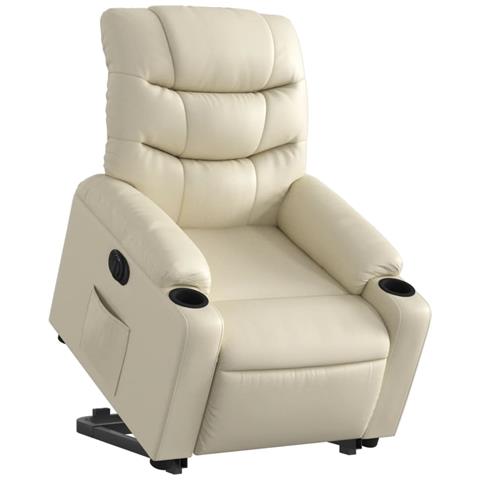 Lusso Casadino -  Poltrona Alzapersona Reclinabile Crema In Similpelle - Foto 2