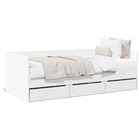 Divano Letto Con Cassetti Senza Materasso Bianco 90x200 Cm - Foto 1