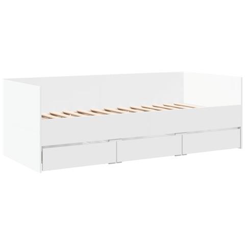 Divano Letto Con Cassetti Senza Materasso Bianco 90x200 Cm - Foto 2
