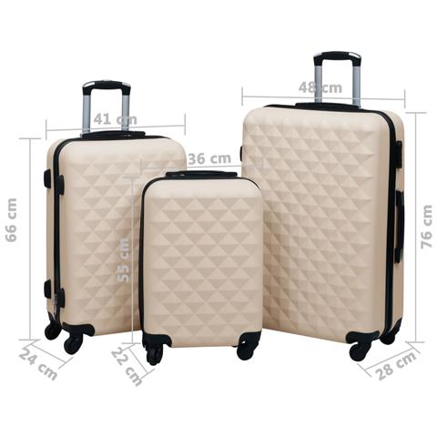 Lusso Casadino - Set Valigie Trolley A Custodia Rigida 3 Pz Oro In Abs - Foto 8