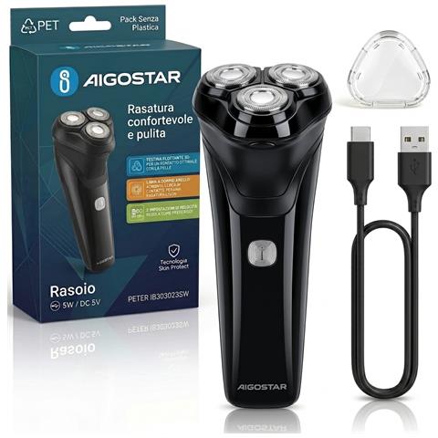 Rasoio Elettrico Testina 3d Lame Doppio Anello Rifinitore Led Nero - Foto 1