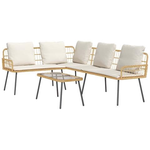 Set di Divani da Giardino a 2 Pezzi con Cuscini in Rattan Sintetico Naturale - Foto 1