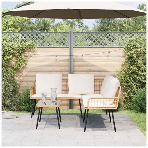 Set di Divani da Giardino a 2 Pezzi con Cuscini in Rattan Sintetico Naturale - Foto 2