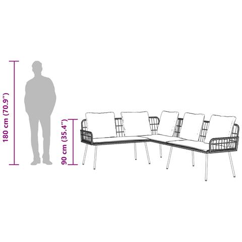 Set di Divani da Giardino a 2 Pezzi con Cuscini in Rattan Sintetico Naturale - Foto 8