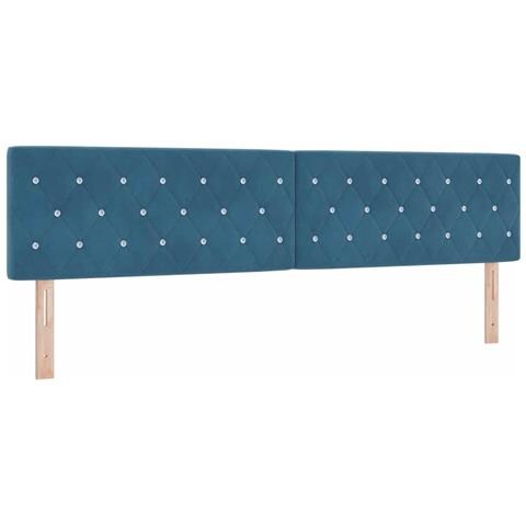 Testiera con bottoni in cristallo, tufted, blu scuro, 200 cm, in velluto - Foto 1