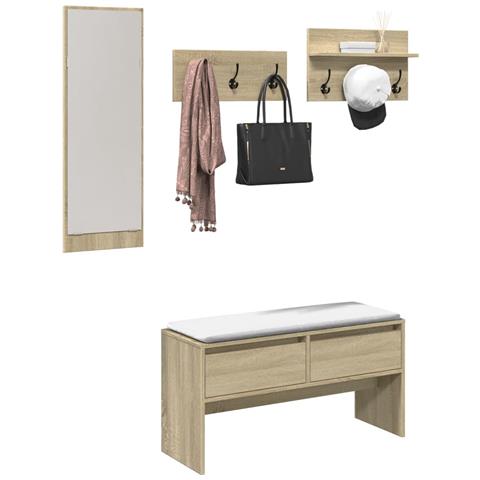 Set Mobili da Ingresso 4 pz Rovere Sonoma in Legno Multistrato - Foto 2