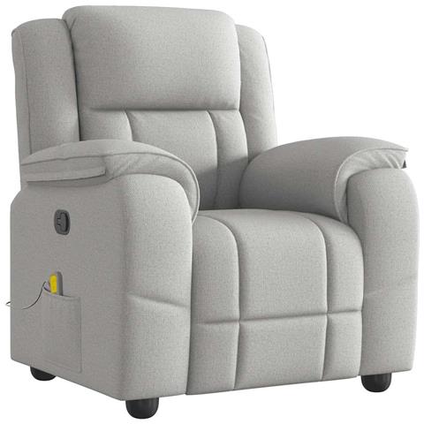 Poltrona Massaggiante Reclinabile Grigio Nuvola in Tessuto - Foto 1
