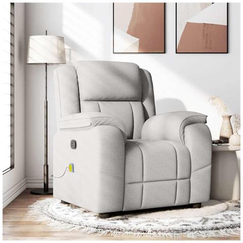 Poltrona Massaggiante Reclinabile Grigio Nuvola in Tessuto - Foto 2