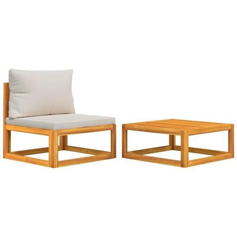 Set Divani da Giardino 2pz con Cuscini Legno Massello di Acacia - Foto 1