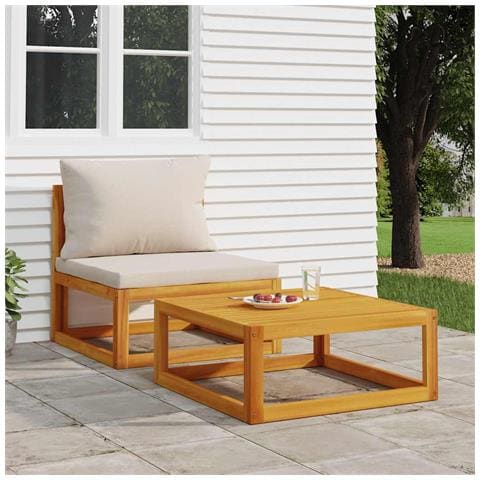 Set Divani da Giardino 2pz con Cuscini Legno Massello di Acacia - Foto 2