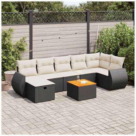 Set Divani da Giardino con Cuscini 8 pz Nero in Polyrattan - Foto 2